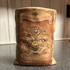 February Floral Ceramic Vase - Yellow & Purple